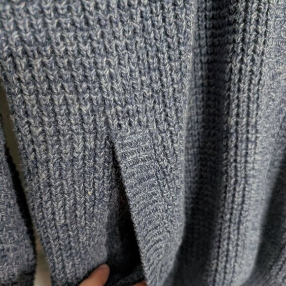 LL Bean Organic Cotton Waffle Sweater Mens Size XL Tall Blue Heavy Full Zip - Picture 4 of 9